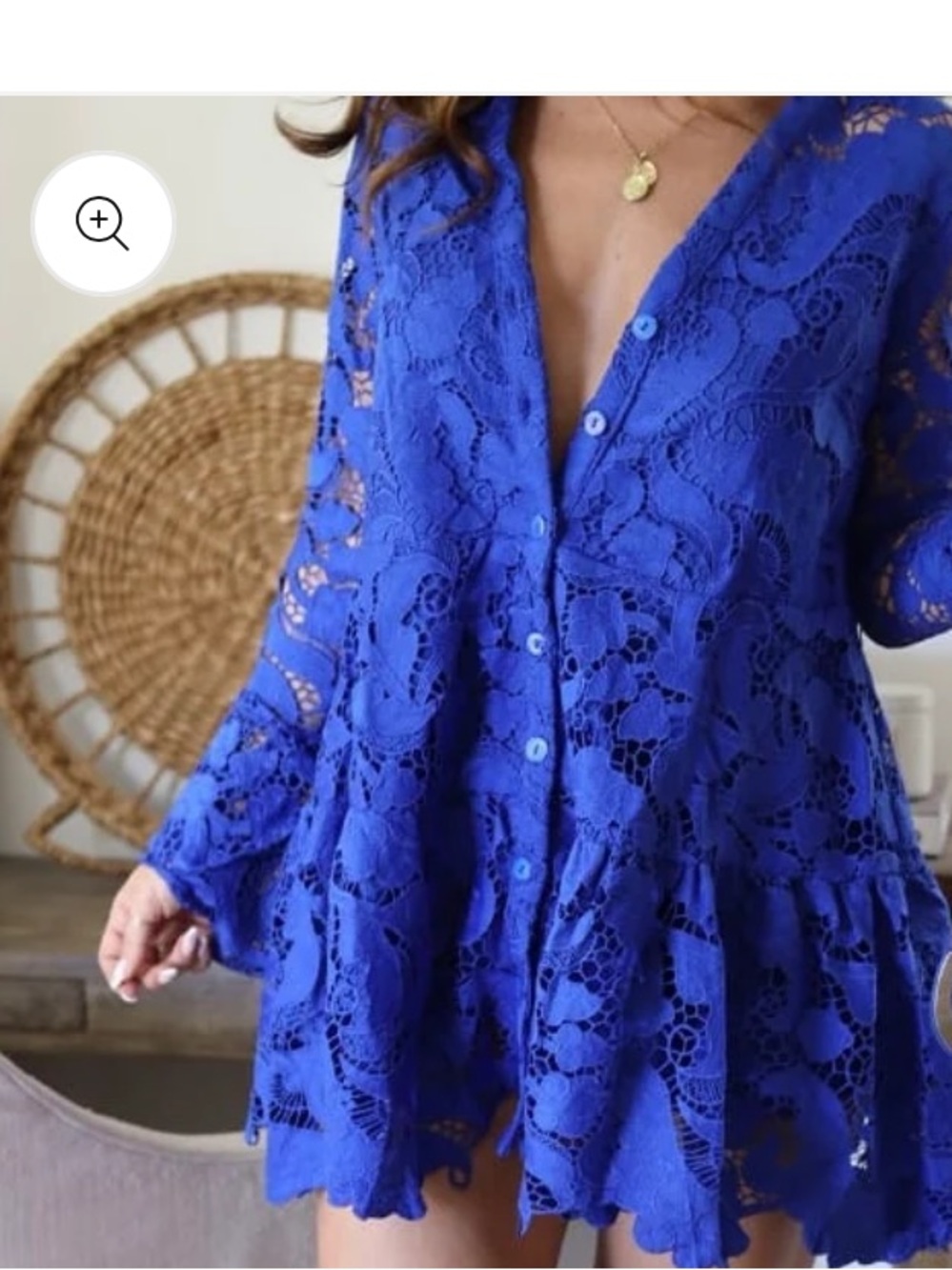 Bloomingdale’s blue lace mini dress size large NWOT
